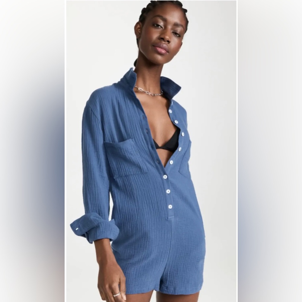 Z Supply Maven Gauze Romper in Dark Indigo size Large NWT